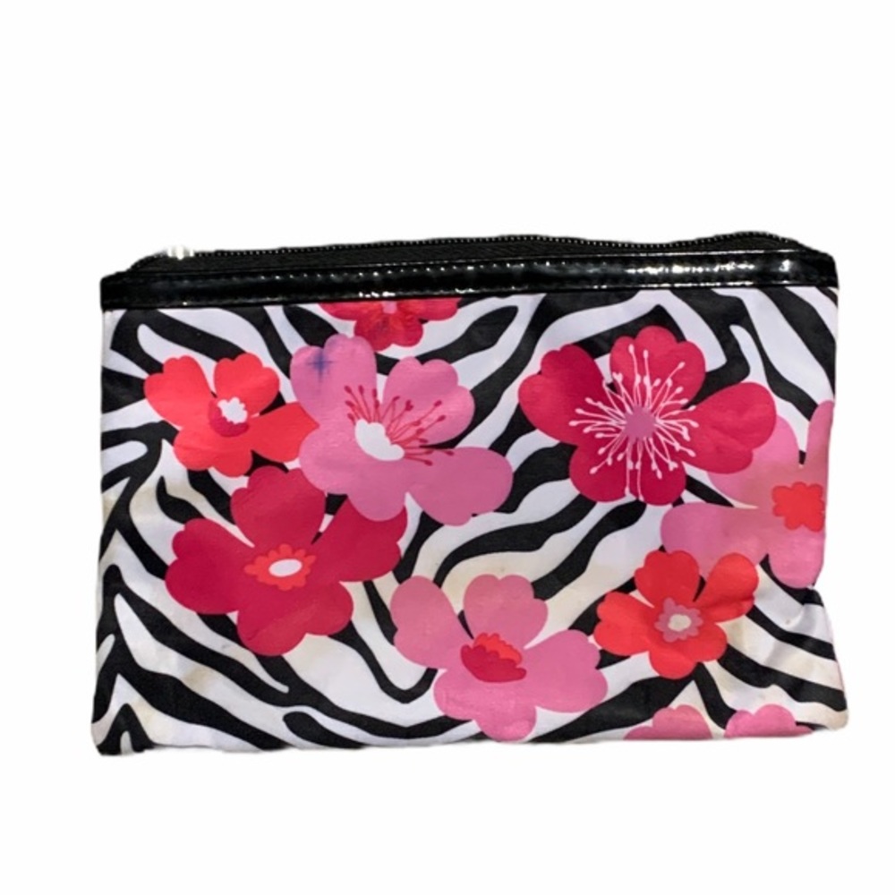MODELLA Zebra Floral Print Cosmetic Bag